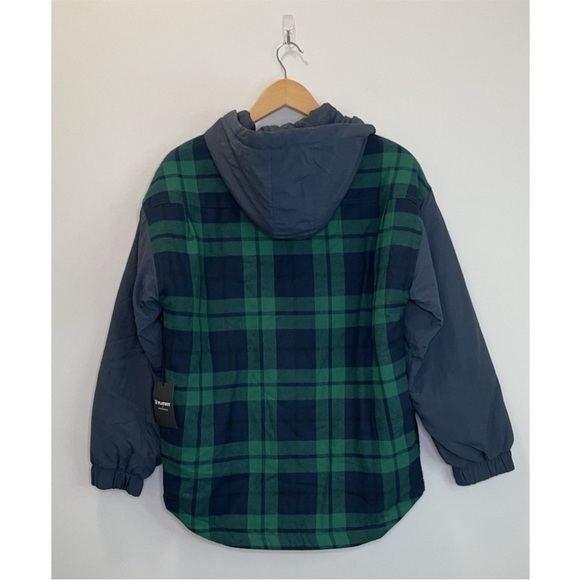 Playboy Pacsun Women's Plaid Boyfriend Jacket Navy Green Hoodie Jacket Size XS/S - Picture 5 of 11